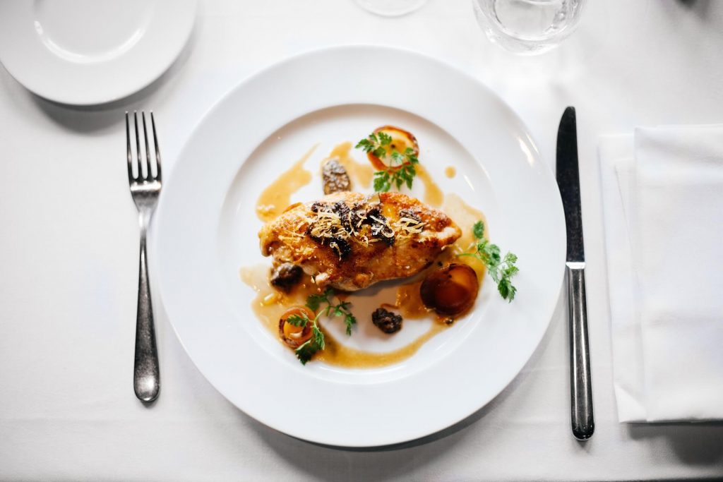 a chicken meal served in the restaurant