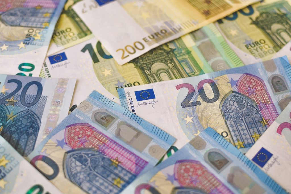 a pile of euro banknotes