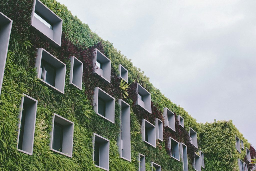 a green eco building facade