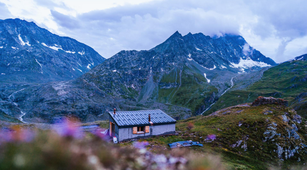 a hut in the mountains