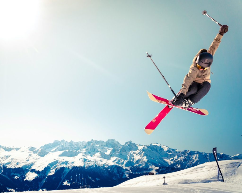 a person ski jumping