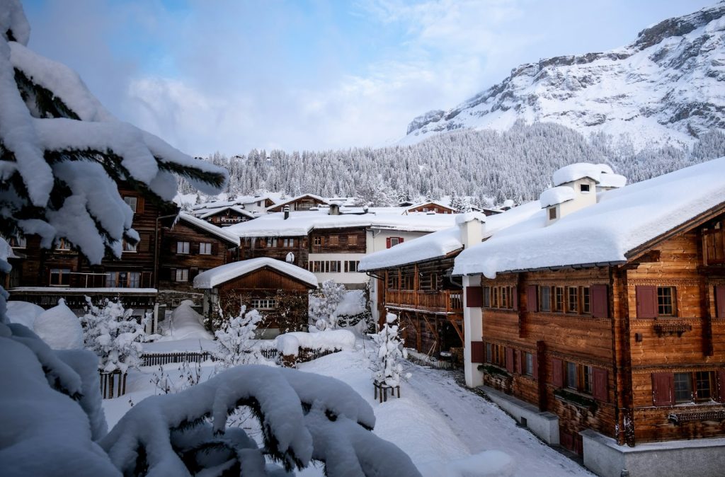 snowy ski chalets