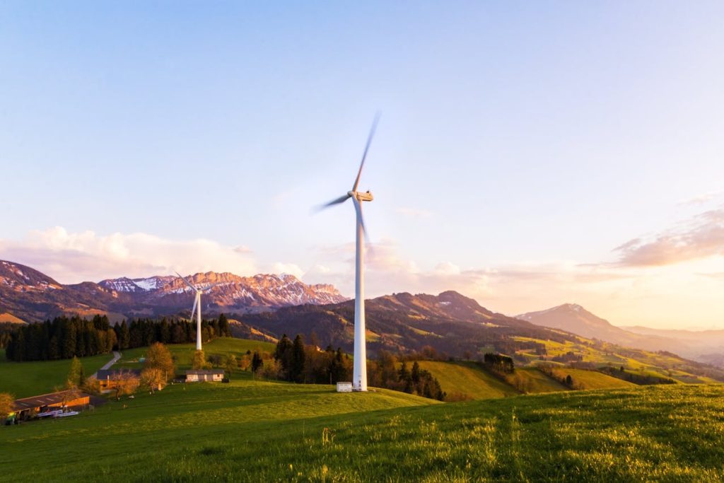 wind turbines in the mountain