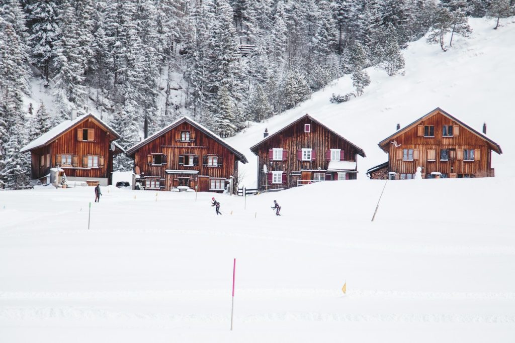 ski-in ski-out chalets in the snow