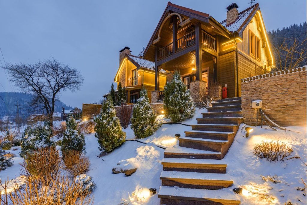 a luxury house in mountains