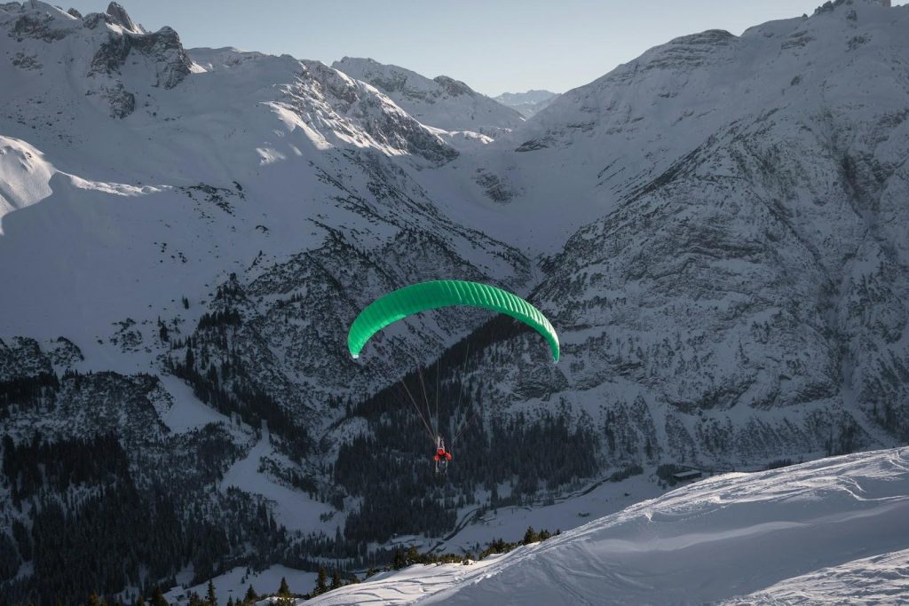 a person paragliding